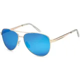 Stylebreaker Piloten Sonnenbrille Polarisiert Set Etui, Hellgold/Blau - Einheitsgröße