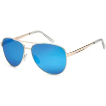 Stylebreaker Piloten Sonnenbrille Polarisiert Set Etui, Hellgold/Blau - Einheitsgröße