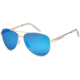 Stylebreaker Piloten Sonnenbrille Polarisiert Set Etui, Hellgold/Blau - Einheitsgröße