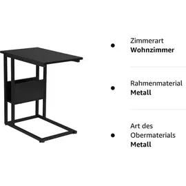 Woltu Beistelltisch Schwarz Spanplatte 55 x 36 x 59,5 cm