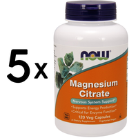 (600 g, 134,59 EUR/1Kg) 5 x (NOW Foods Magnesium Citrate, 400mg - 120 vcaps)