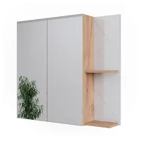 Vicco Badspiegelschrank Irma, Goldkraft Eiche/Weiß Hochglanz, 80 x 75