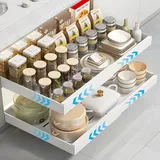 Purpledi Teleskopschublade, Ausziehbare Schublade Küche, Ausziehbarer Schrank Organizer, Teleskopschublade Nachrüsten für für Küche Pantry Organisation Einstellbare Breite 32-53cm (Weiß