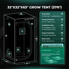Jiubiaz Growbox Komplettset 80 x 80 x 160 cm