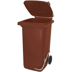 BRB 80 Liter Mülltonne/Müllgroßbehälter, braun, mit Fußpedal für handfreie Bedienung