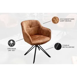 Riess-Ambiente Stuhl EUPHORIA braun Samt Armlehne Metallgestell schwarz