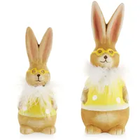 COM-FOUR 2X Deko Aufsteller für Ostern, Bunte Osterhasen mit