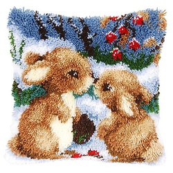Knüpfkissen "Häschen im Winter"