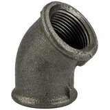 Gebo Armaturen Temperguss Gewindefitting schwarz Winkel 45° kurz (IG - IG) (Ausführung: kurz 1/2''IG)