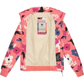 Ragwear leichte wasserdichte Damen Oversize Übergangsjacke kurz mit modischem Allover-Print Goona Print YOUMODO Coral Gr. L - L
