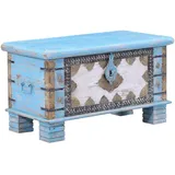 Truhe Ezgi Holz Blau 80cm - Boho Vintage Orient Aufbewahrung