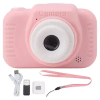 Kinder-Digitalkamera mit 32G-Karte, High-Definition-Doppelobjektiv, 1080P, 8-facher Zoom, USB, wiederaufladbar, Kinder (Rosa)