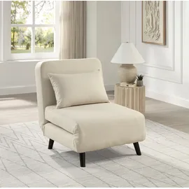 Atlantic Home Collection Sessel Robby Strukturbezug 190 x 75 x 75 cm Beige mit Schlaffunktion