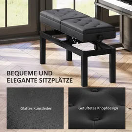 Homcom Klavierbank Klavierhocker mit Stauraum Pianobank bis 220 KG Kunstleder