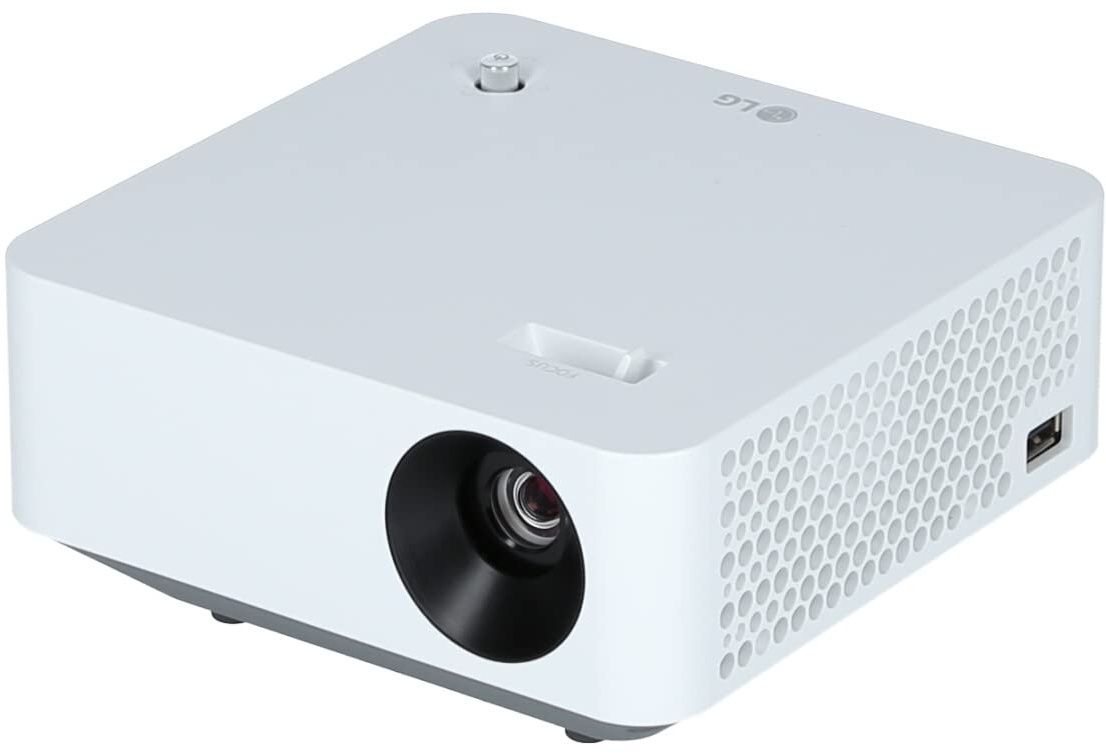 LG Electronics PF510Q Beamer mit Projektions-Diagonale bis 304,8 cm (120 Zoll), CineBeam LED-Projektor, Full HD (450 Lumen, kabellose Screen Share Funktion, Bluetooth, Sound, webOS 22), Weiß