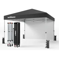 Wiltec Faltpavillon 3 x 3 m grau mit Rädern,