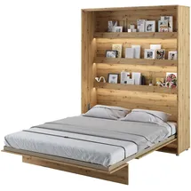 meblini Schrankbett Bed Concept - Wandbett mit Lattenrost - Klappbett mit Schrank - Wandklappbett - Murphy Bed - Bettschrank - BC-12-160x200cm Vertikal - Artisan Eiche mit Matratze