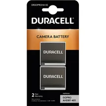 Duracell DRGOPROH4-X2 GoPro 1160 mAh 3,8 V, Lithium-Ion Li-Ion Akku (Kamera Akku), Kamera Stromversorgung, Schwarz