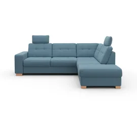 sit&more Ecksofa SIT & MORE "Quincy L-Form", blau (hellblau), B:249cm H:82cm T:213cm, Sofas, Ecksofa, wahlweise mit Bettfunktion und Bettkasten