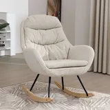 STILVORA Schaukelstuhl Schaukelsessel cord,wohnzimmer Relaxsessel mit Taschenfederkern,Beige beige