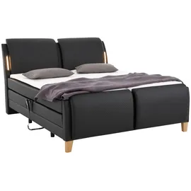 Home Affaire Boxspringbett HOME AFFAIRE "Messina2", schwarz, B:186cm L:240cm, Holzwerkstoff, Kunstleder, Massivholz, Komplettbetten, Boxspringbett, Liegekomfort elektrisch Verstellbar
