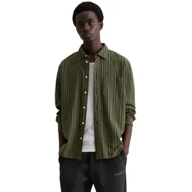 Marc O'Polo DENIM "mit mehrfarbigen Streifen", Herren, Gr. L, Normalgrößen, dunkelgrün, Obermaterial: 100% Baumwolle, gestreift, regular fit normal, Manschette, Hemden