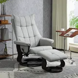 HOMCOM Relaxsessel mit Hocker, Drehbar Liegesessel mit Samtoptik, Grau