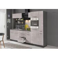 KOCHSTATION Küchenzeile »KS-Tulsa«, ohne E-Geräte, Breite 270 cm, schwarze Metallgriffe, MDF Fronten, grau