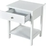 Costway Nachttisch mit Schublade, Beistelltisch 2 Ebenen, Holz, Nachtschrank, Flurtisch