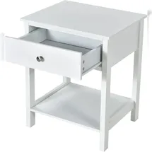 Costway Nachttisch mit Schublade, Beistelltisch 2 Ebenen, Holz, Nachtschrank, Flurtisch