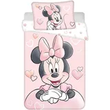 Jerry Fabrics Bettwäsche Minnie Powder Pink für Kinderbett oder Junior, 100 % Baumwolle, Bettbezug 100 x 135 cm + Kissenbezug