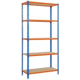 Proregal Schwerlastregal Muli HxBxT 180 x 90 x 50 cm 5 Fachböden Fachlast 150 kg Blau-Orange