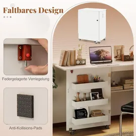 Costway 2 in 1 Nähtisch klappbar mit Ladestation, Nähmaschinenschrank Weiß