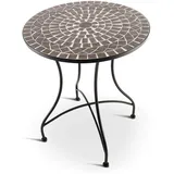 MACOShopde by MACO Möbel Raburg Mosaiktisch, 60 cm Ø, runder Gartentisch mit Mosaikmuster, Balkon- und Terrassentisch, mediterranes Flair, liebevolle Handarbeit, Mayla, Anthrazit-Marmor-Grau