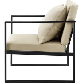 [en.casa] Sessel Ragusa 2er Set Sandfarben