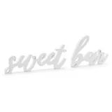 Partydeco Schriftzug Sweet bar 37x10cm Holz Tischdeko Candy Bar Deko Aufsteller Hochzeitsdeko Set weiß