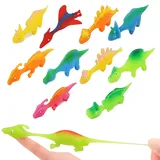 OUDQFCJ 10 Stück Schleuder Dinosaurier Finger Spielzeug, Slingshot Dinosaur, Dino Party Spielzeug Zufällige Farbe