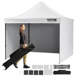 Vevor Pavillon 304,8x304,8x320cm Gartenzelt 500D PU-Silber-Gewebe Faltpavillon höhenverstellbar inkl. Aufbewahrungstasche Partyzelt 6-8 Personen Pop up Zelt Weiß Gartenpavillon für Campingausflug