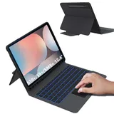 ROOFEI Tastatur Hülle für Samsung Tab S9 FE+/S9+/S10+ Plus 12.4 Zoll: Deutsches QWERTZ-Layout Tastatur mit Touchpad | 7-Farbige Beleuchtung Kabellose Tastatur für Galaxy Tab S9 FE+/S10 Plus/S9 Plus