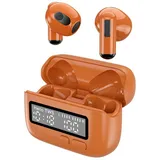 Powerwill Bluetooth-Kopfhörer Funk-Kopfhörer Sport-Kopfhörer Wireless-Headset In-Ear-Kopfhörer (Tragbare Retro-Smartphone-Headset mit Digitalanzeige Musikgenuss) orange