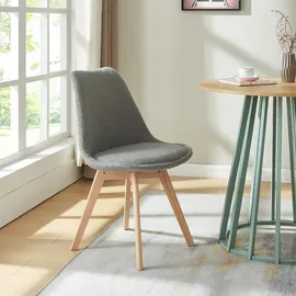 [en.casa] Esszimmerstuhl Fläten Bouclé Grau 2er Set