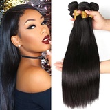 Straight Hair Bundles Human Hair Menschliches Haar Brasilianisches Echthaar Tressen Brazilian Virgin Hair Bundles Double Weft Weave Bundles Human Hair Total 300g 10 12 14 Inch