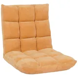 Mendler Bodensessel HWC-N43, Relaxsessel Bodenkissen Klappsessel 6 Relaxpositionen, stabiles Gestell Samt ~ hellbraun