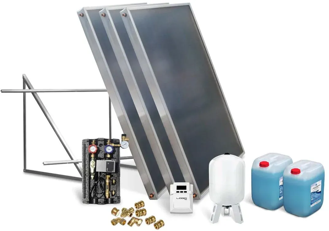 Solar-Paket Brauchwasser 3x AMP 2.0 Flachkollektor 6,03 qm Flachdachmontage