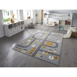 HANSE HOME Teppich »Town«, rechteckig, 0,9 mm Höhe, Kurzflor, Kinderteppich, Spielteppich, Straßen Design, Kinderzimmer grau