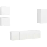 VidaXL 5-tlg. TV-Schrank-Set Weiß Holzwerkstoff