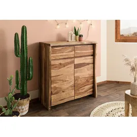 MASSIVMOEBEL24.DE Highboard 100 x 48 x 111 cm Natur lackiert / Sandgestrahlt
