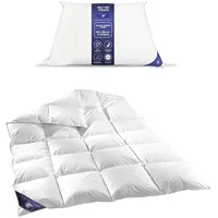 Welt der Träume Daunendecke | 135x200cm 1200 g | GRATIS Daunen Kissen 1380 g | 100% Baumwolle | Daunenbettdecke 135x200 | kein Lebendrupf | Ganzjahresdecke | weiß
