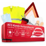 breathefirst Premium Kfz Erste Hilfe Set DIN 13164 (2026) Verbandskasten inkl. Warndreieck, CPR-Maske & 2 Warnwesten – EU-zugelassen & lebensrettend