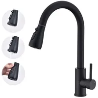 HOMELIVE Spültischarmatur 360° drehen Küchenarmatur Hochdruck Wasserhahn Küche mit Ausziehbarer (mit 2 Strahlarten Spültischarmatur) Armatur Bad Hoch,Mischbatterie Küche,Schwarz schwarz